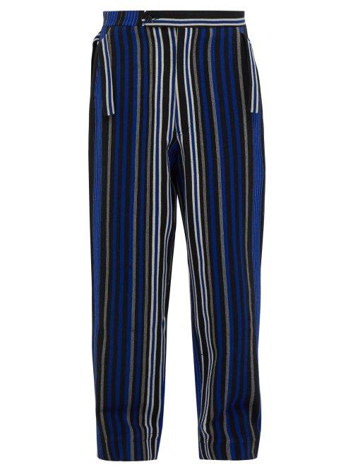 Matchesfashion.com Bode - Striped Straight Leg Cotton Trousers - Mens - Blue Multi