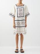 Vita Kin - Inga Embroidered Linen Dress - Womens - Cream Multi
