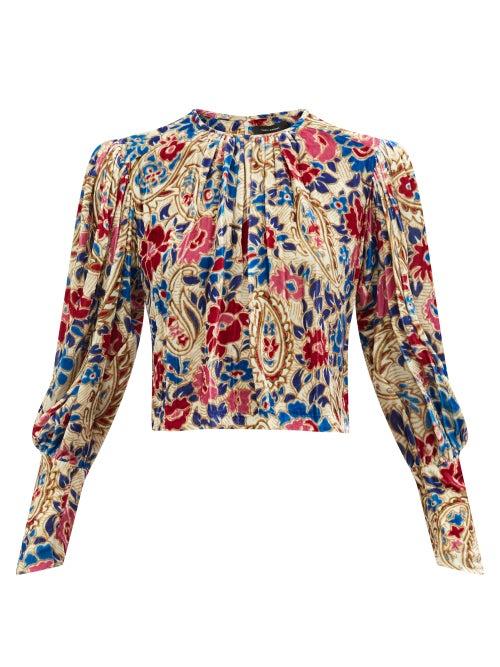 Isabel Marant - Miameline Floral-print Velvet Top - Womens - Multi