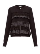 Matchesfashion.com Comme Des Garons Comme Des Garons - Ruffled Wool Cardigan - Womens - Black