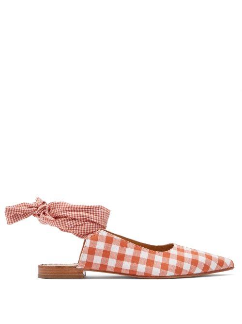 Matchesfashion.com Dodo Bar Or - Ronaldo Cotton Gingham Flats - Womens - Brown White