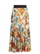 Matchesfashion.com Dolce & Gabbana - Floral Print Midi Skirt - Womens - White Multi