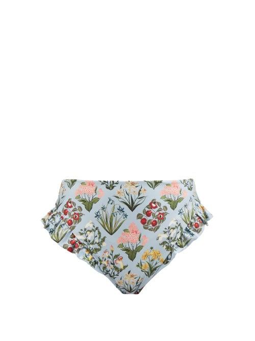 Agua By Agua Bendita - Jengibre High-waist Floral-print Bikini Briefs - Womens - Blue Multi