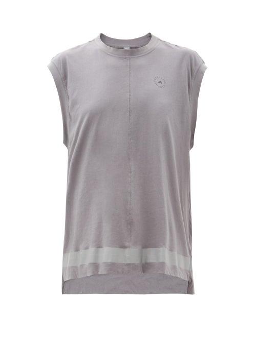 Matchesfashion.com Adidas By Stella Mccartney - Logo-print Organic-cotton Tank Top - Womens - Grey