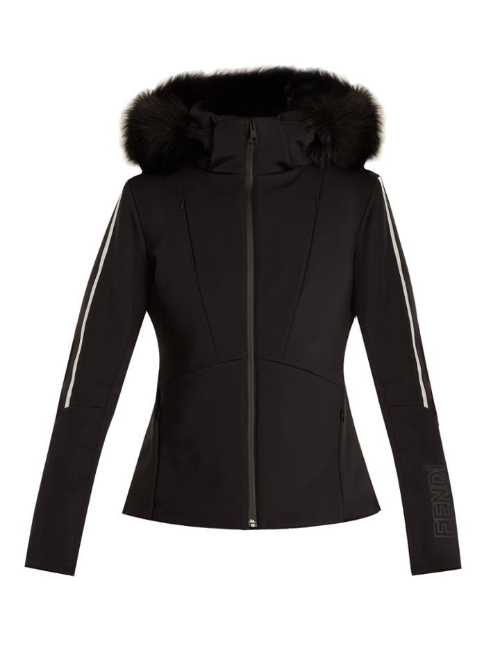 Fendi Contrast-stripe Fur-trimmed Ski Jacket