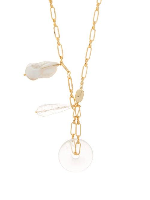 Matchesfashion.com Timeless Pearly - Pearl, Crystal & 24kt Gold-plated Pendant Necklace - Womens - Gold