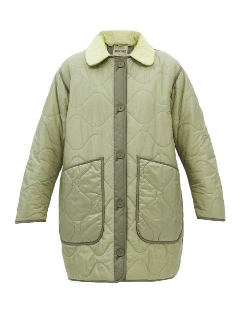 Marfa Stance - Reversible Detachable-collar Quilted Shell Coat - Womens - Yellow Multi