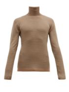 Matchesfashion.com Rochas - Striped Roll Neck Wool Sweater - Mens - Beige