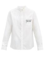 Matchesfashion.com 7 Moncler Fragment - Logo-embroidered Cotton-oxford Shirt - Mens - White