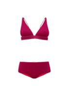 Matchesfashion.com Osree - Lumiere High-rise Metallic Bikini - Womens - Dark Pink