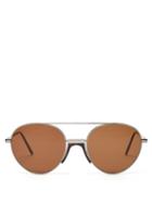 Matchesfashion.com Andy Wolf - Stiltenn Aviator Frame Metal Sunglasses - Mens - Brown Multi