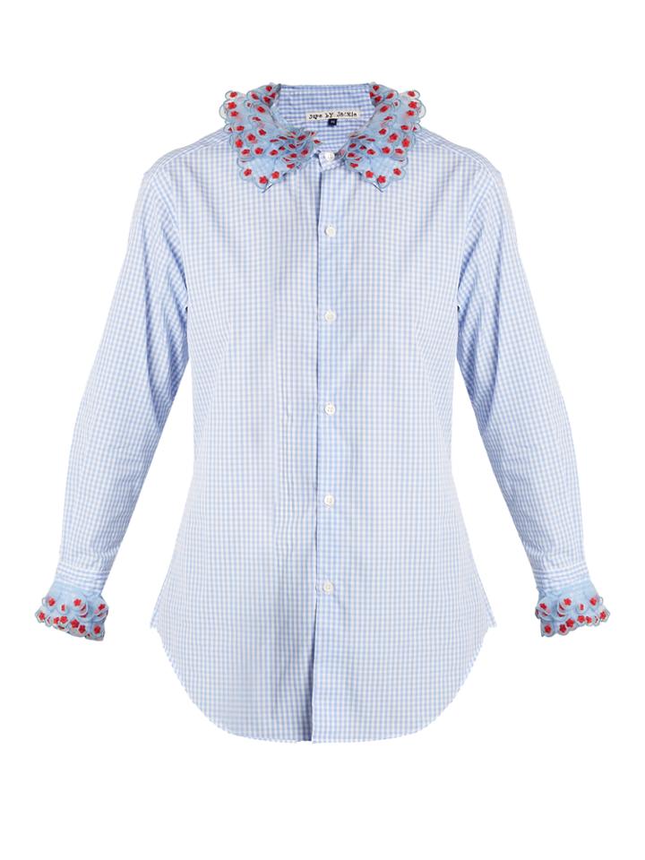 Jupe By Jackie Crownbet Organza-trimmed Cotton-gingham Shirt