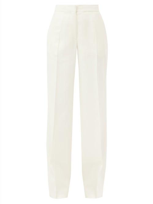 Tom Ford - High-rise Pleated Wool-blend Tuxedo Trousers - Womens - White