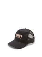 Matchesfashion.com Amiri - Logo-embroidered Cotton-canvas Trucker Cap - Mens - Black