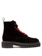 Matchesfashion.com Proenza Schouler - Lace Up Suede Ankle Boots - Womens - Black Multi