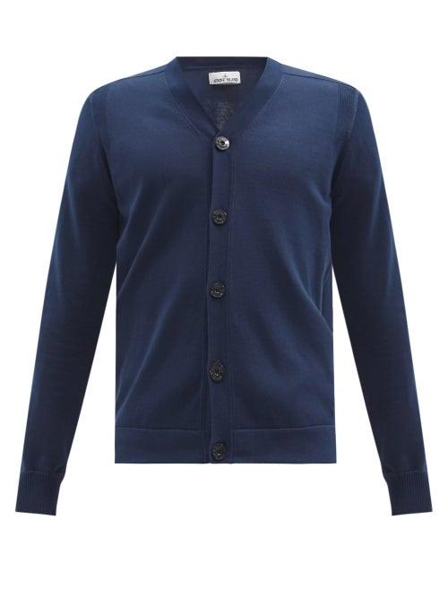 Matchesfashion.com Stone Island - Logo-patch Cotton-jersey Cardigan - Mens - Navy