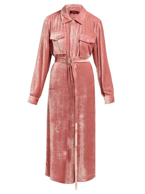 Matchesfashion.com Sies Marjan - Imogen Corduroy Effect Silk Blend Shirtdress - Womens - Pink