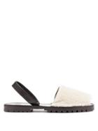 Matchesfashion.com Goya - Shearling And Leather Slingback Sandals - Mens - White