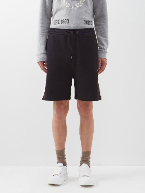 Valentino - V-logo Print Cotton-blend Jersey Shorts - Mens - Black Ivory