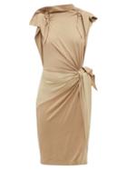 Matchesfashion.com Burberry - Draped Knotted Stretch Silk Dress - Womens - Beige