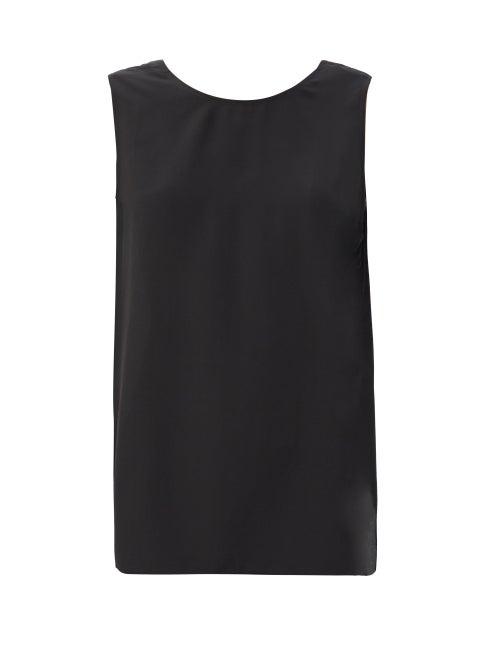 Matchesfashion.com Raey - Scoop-back Split-hem Silk Top - Womens - Black