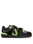 Ganni - Leather, Suede And Mesh Trainers - Womens - Black Green