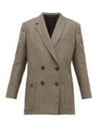 Matchesfashion.com Fendi - Double Breasted Bow Back Houndstooth Wool Jacket - Womens - Grey Multi