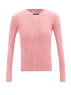 Balenciaga - Logo-patch Rib-knit Sweater - Womens - Pink
