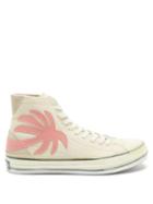 Matchesfashion.com Palm Angels - Palm Tree-patch Leather High-top Trainers - Mens - Nude