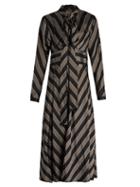 Marc Jacobs Tie-neck Striped Satin Midi Dress