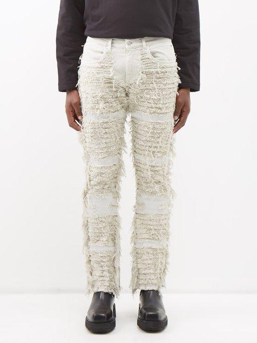 1017 Alyx 9sm - X Blackmeans Shredded-denim Jeans - Mens - Beige