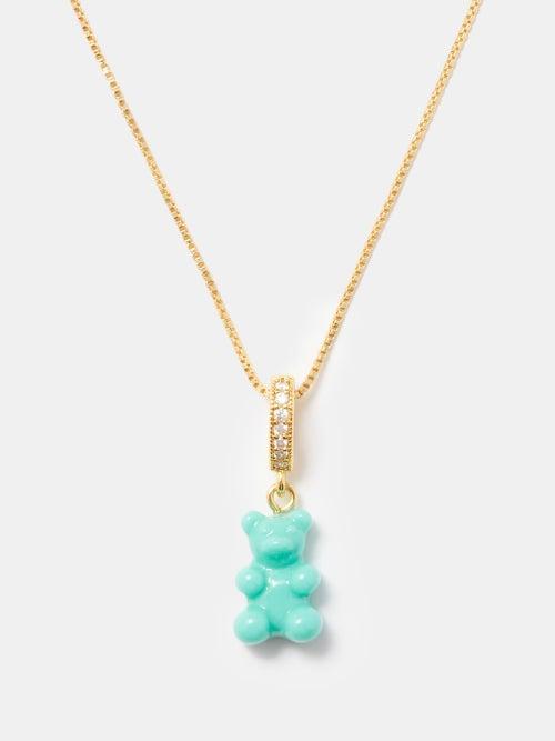 Crystal Haze - Nostalgia Bear Crystal & 18kt Gold-plated Necklace - Womens - Blue Multi