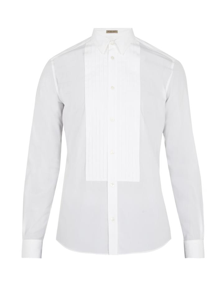 Bottega Veneta Double-cuff Pleated-bib Cotton Dinner Shirt