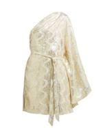 Matchesfashion.com Melissa Odabash - Moss Metallic Patterned Mini One Shoulder Dress - Womens - Gold