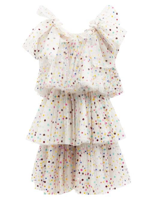 Ashish - Polka-dot Sequinned Tulle Dress - Womens - White Multi