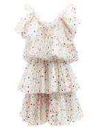 Ashish - Polka-dot Sequinned Tulle Dress - Womens - White Multi