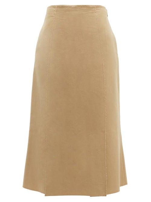 Matchesfashion.com Brock Collection - Piettraluna Fluted Hem Cotton Skirt - Womens - Beige