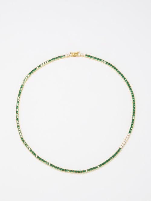 Roxanne Assoulin - Baseline Cubic Zirconia & Gold-plated Necklace - Womens - Green Multi