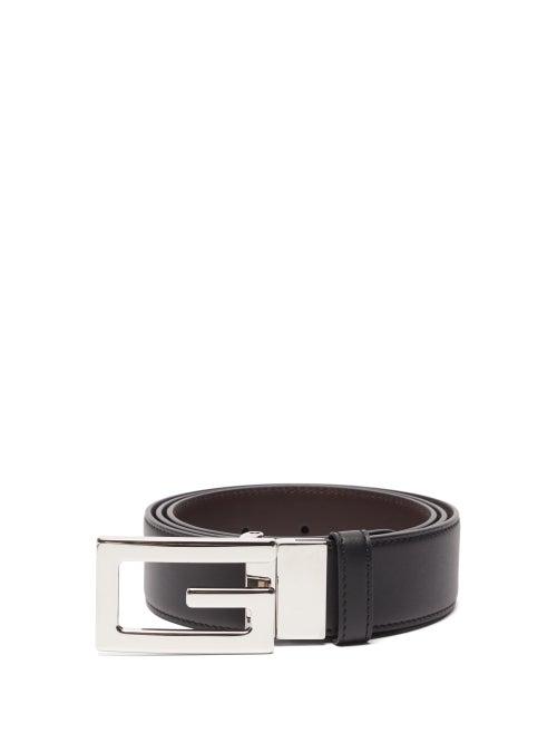 Gucci - G-buckle Reversible Leather Belt - Mens - Black