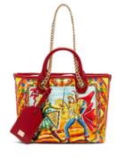 Ladies Bags Dolce & Gabbana - Capri Small Tile-print Canvas Tote Bag - Womens - Red Multi