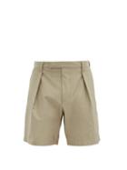 Matchesfashion.com E. Tautz - Knife-pleated Cotton-blend Poplin Shorts - Mens - Khaki