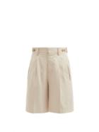 Matchesfashion.com Umit Benan B+ - Richard High-rise Silk-twill Shorts - Womens - Cream