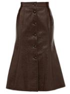 Matchesfashion.com Franoise - Button Down Patent Vinyl A Line Skirt - Womens - Brown