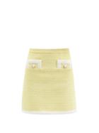 Alessandra Rich - Braided-trim Wool-blend Tweed Mini Skirt - Womens - Yellow