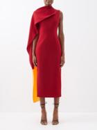 Roksanda - Cape-sleeve Draped Crepe Dress - Womens - Red