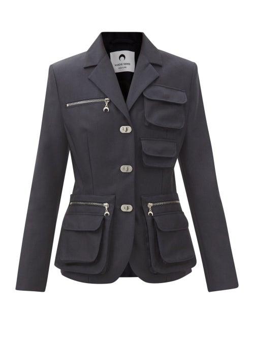 Marine Serre - Survival Recycled Cotton-blend Tailored Jacket - Womens - Navy