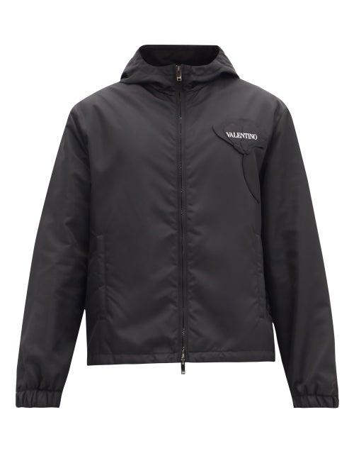 Mens Rtw Valentino - Garden-appliqu Shell Jacket - Mens - Black