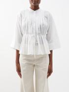 Lee Mathews - Madeleine Lace-check Cotton Blouse - Womens - Cream