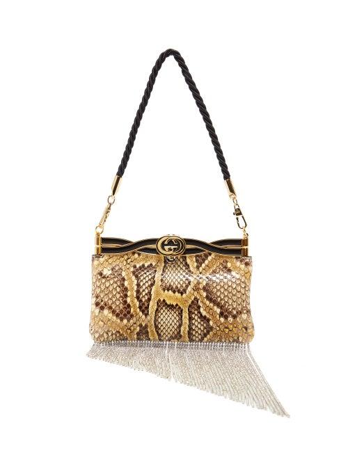 Matchesfashion.com Gucci - Broadway Crystal Tassel Python Bag - Womens - Python