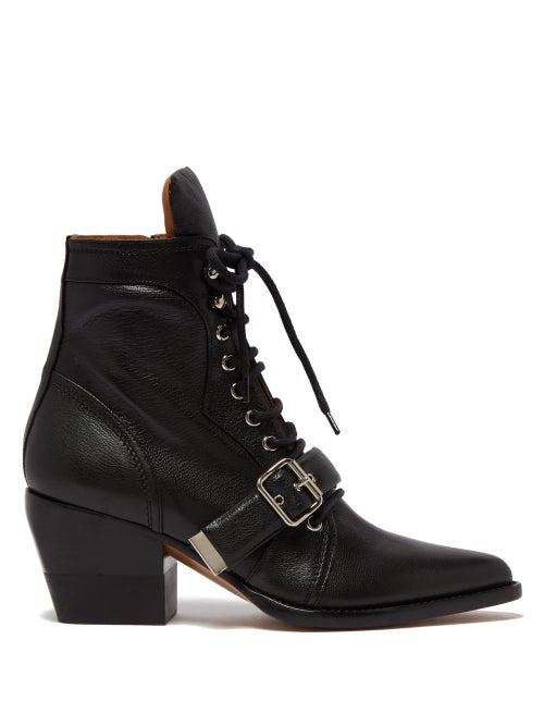 Matchesfashion.com Chlo - Rylee Grained Leather Ankle Boots - Womens - Black